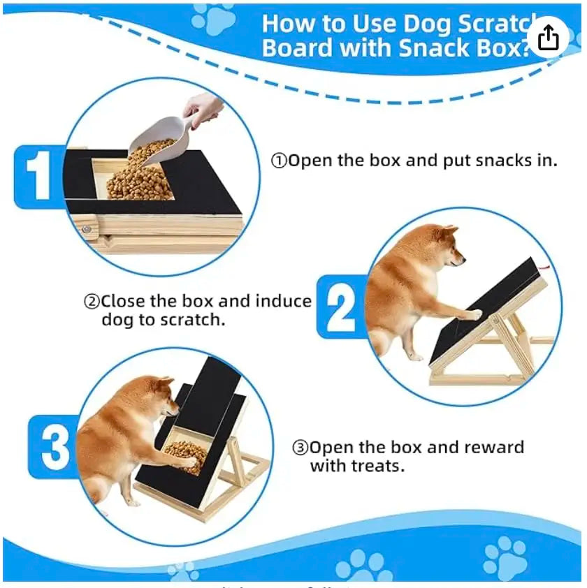 Wooden Dog Nail Scratch Board With Treat Drawer For Grooming