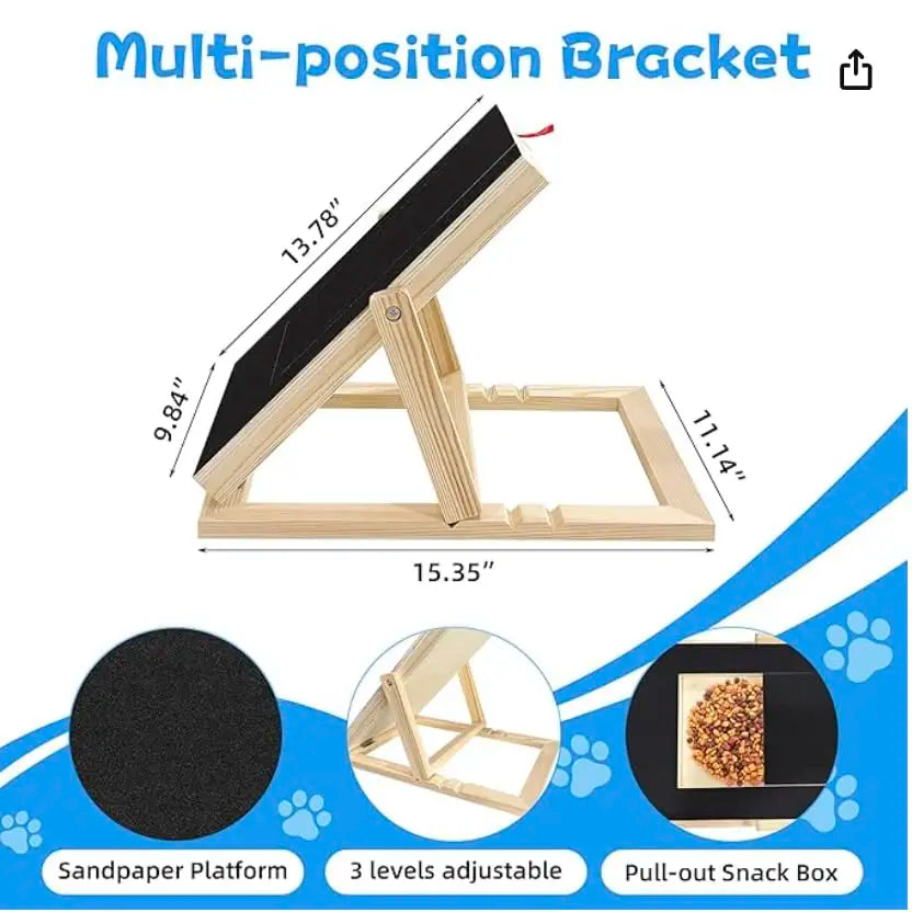 Wooden Dog Nail Scratch Board With Treat Drawer For Grooming