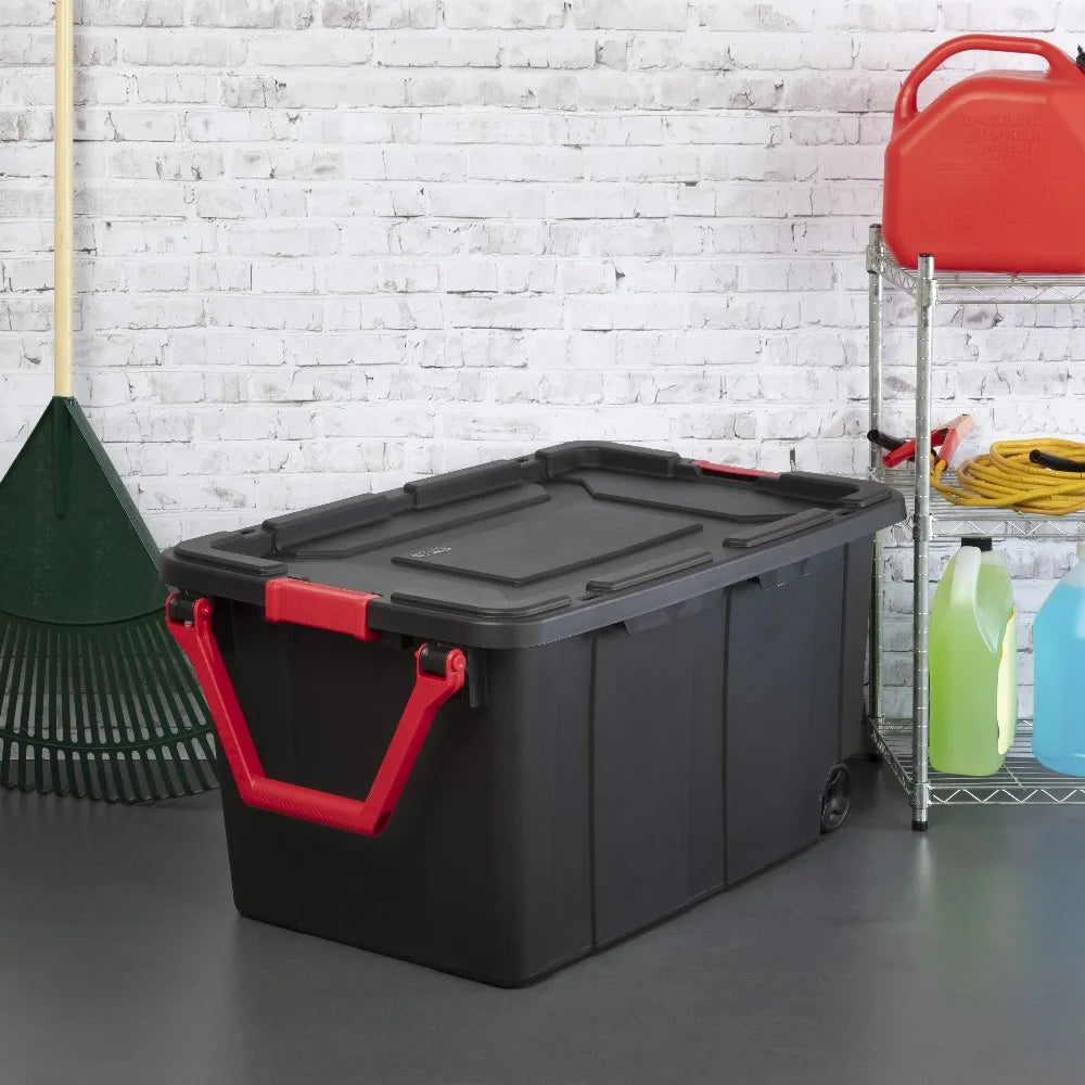 Sterilite Industrial Wheeled Plastic Storage Container With Handle