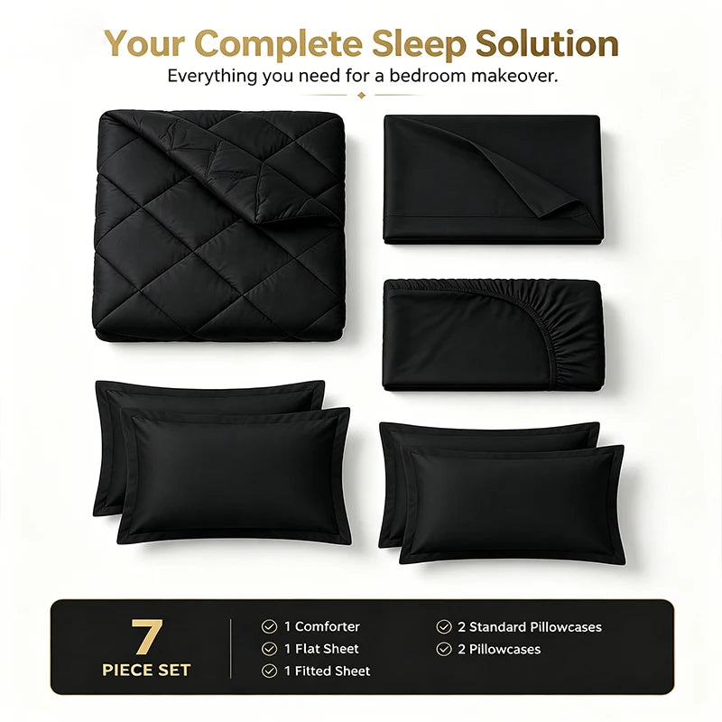 easYum Quilted Bedding Set With Comforter Sheets And Pillowcases