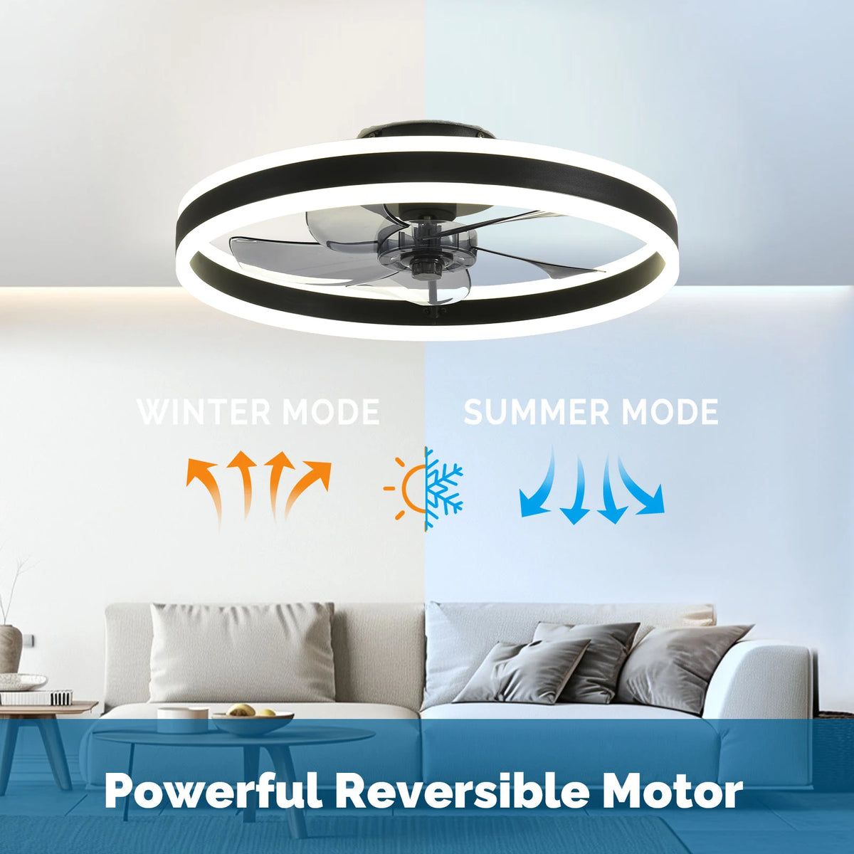Orison Modern Flush Mount Ceiling Fan With Remote Dimmable LED