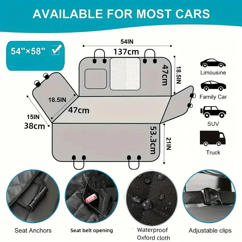 Waterproof Dog Car Seat Cover Hammock With Nonslip Scratch Protection