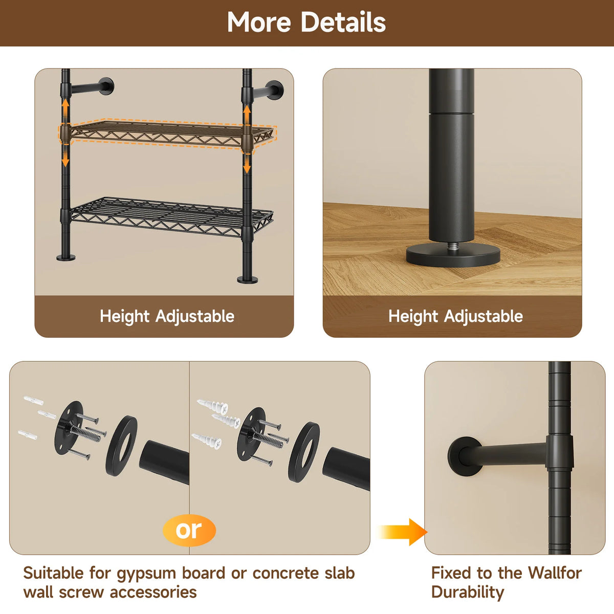 ONBRILL Industrial Pipe Wall Mounted Expandable Clothes Rack Organizer