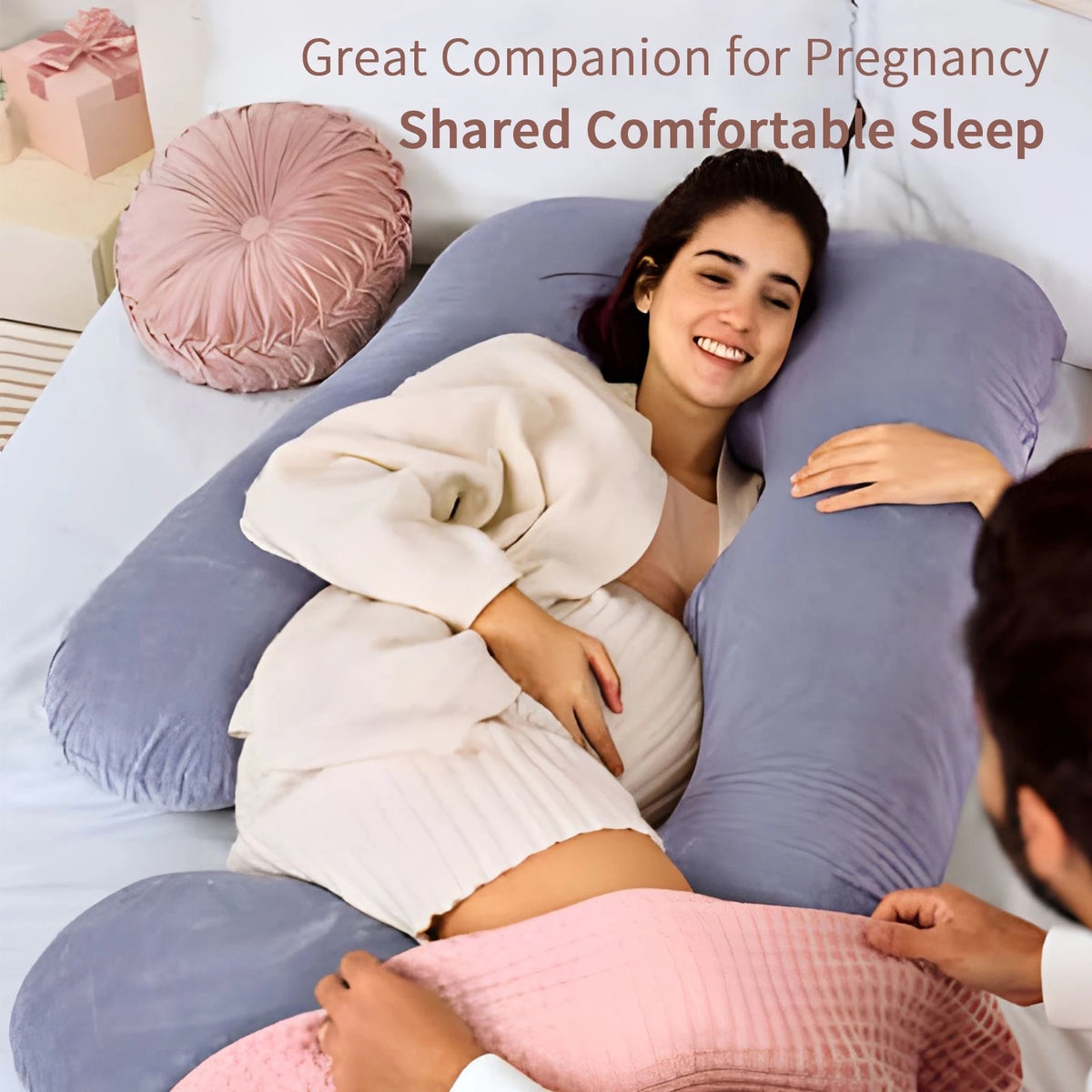 G Shaped Full Body Pregnancy Pillow With Removable Cotton Cover