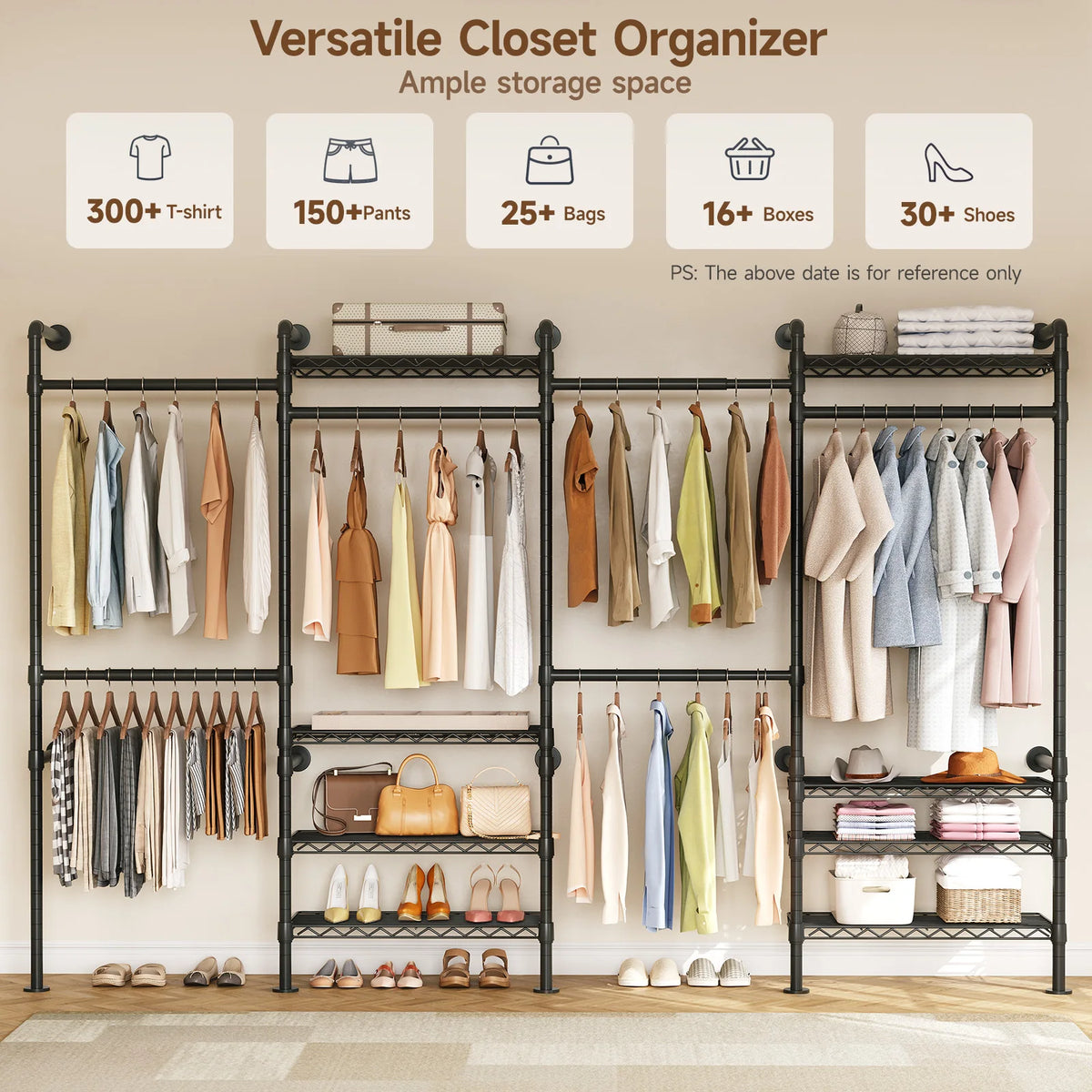 ONBRILL Industrial Pipe Wall Mounted Expandable Clothes Rack Organizer