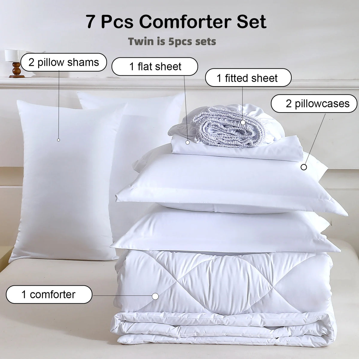 easYum Quilted Bedding Set With Comforter Sheets And Pillowcases