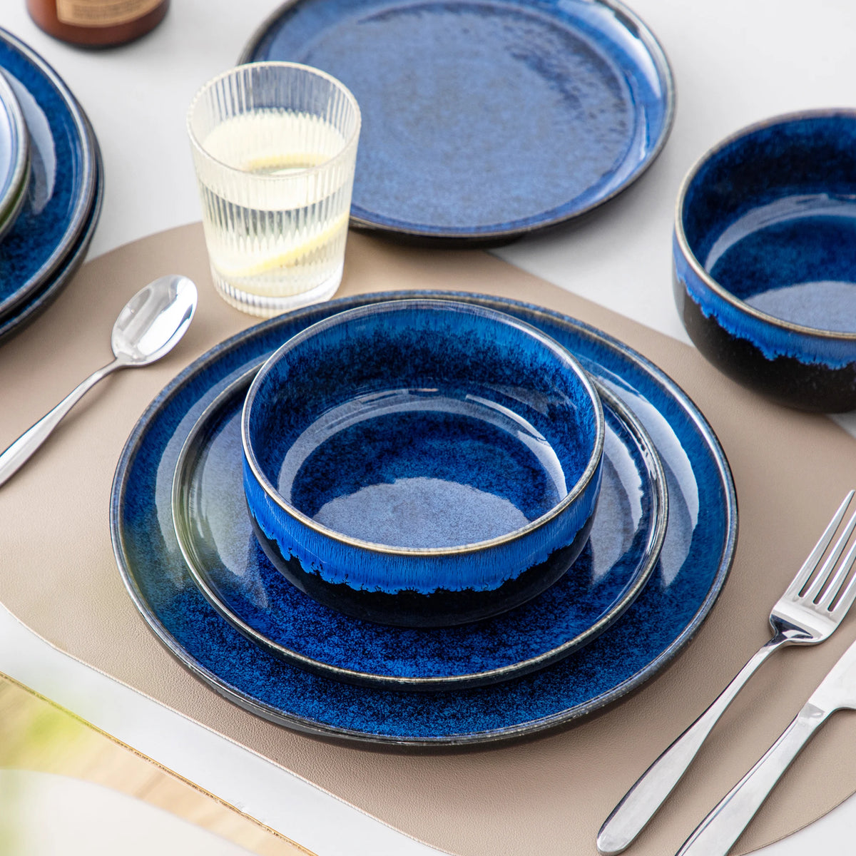 MALACASA Reactive Glaze Stoneware Ceramic Dinnerware Set