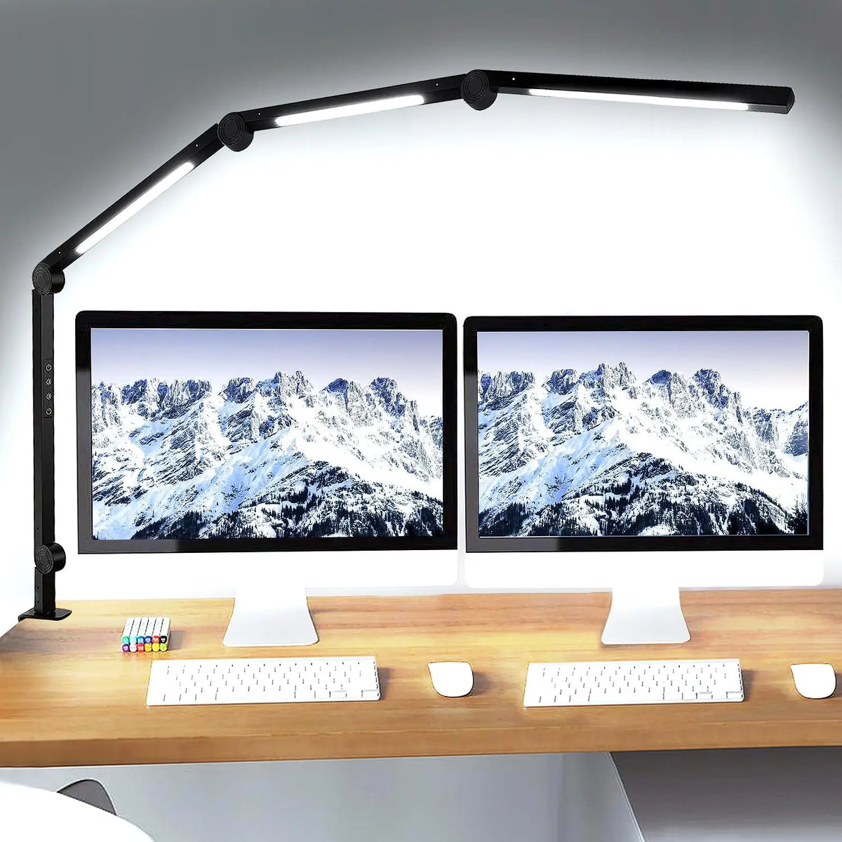 LED Clamp Desk Lamp With Flexible Arm And Touch Dimming
