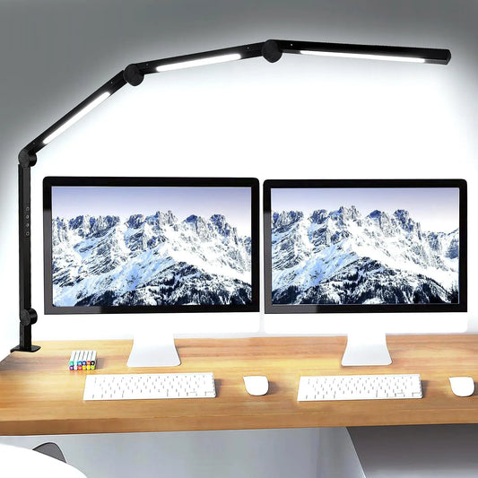 LED Clamp Desk Lamp With Flexible Arm And Touch Dimming