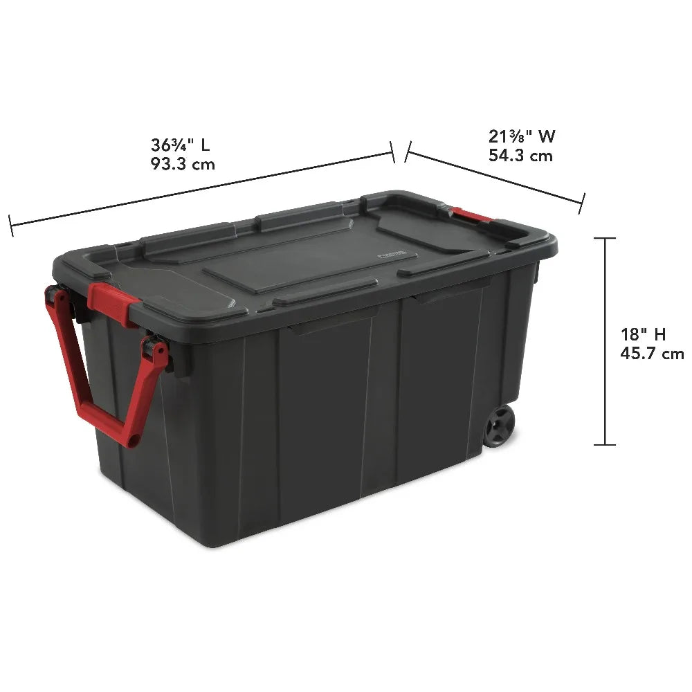 Sterilite Industrial Wheeled Plastic Storage Container With Handle