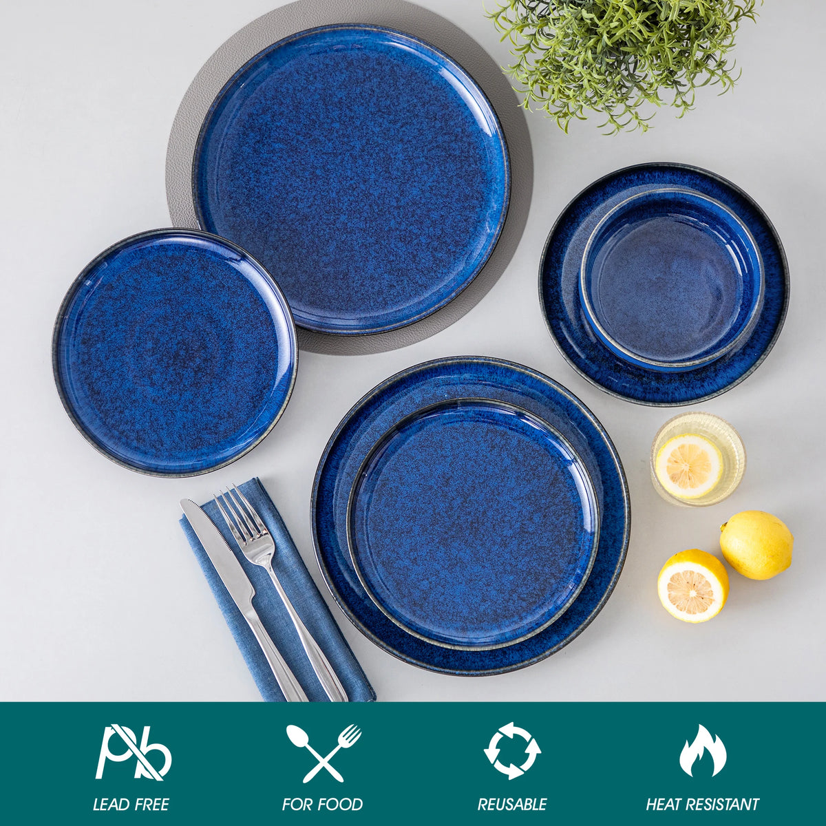 MALACASA Reactive Glaze Stoneware Ceramic Dinnerware Set