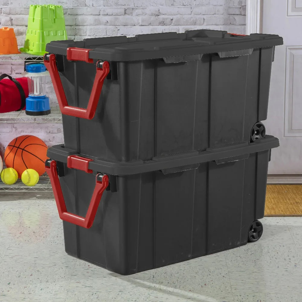 Sterilite Industrial Wheeled Plastic Storage Container With Handle