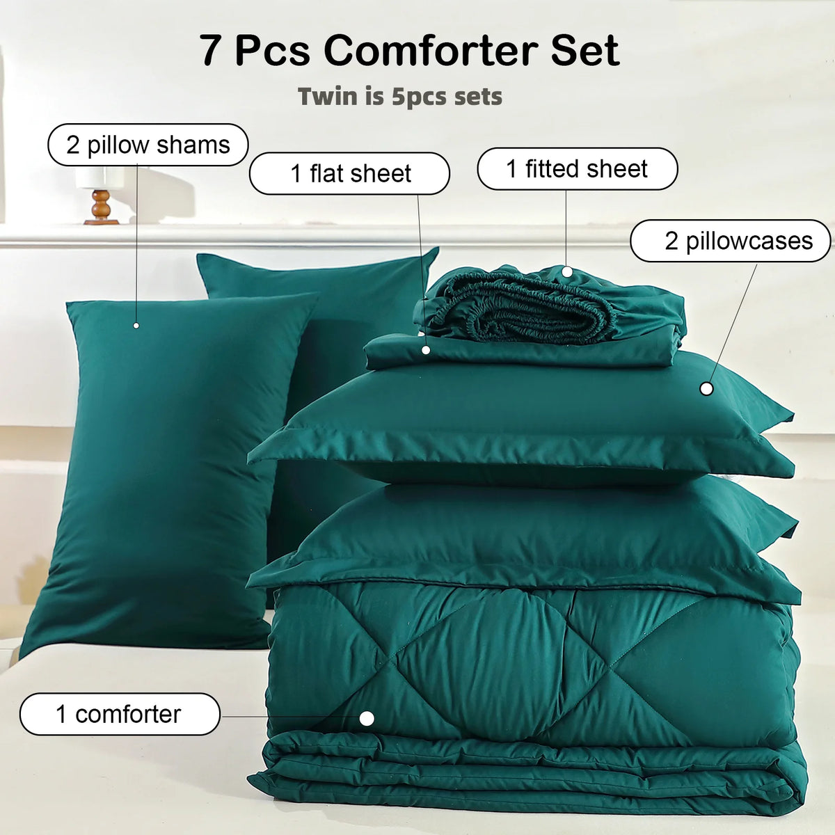 easYum Quilted Bedding Set With Comforter Sheets And Pillowcases